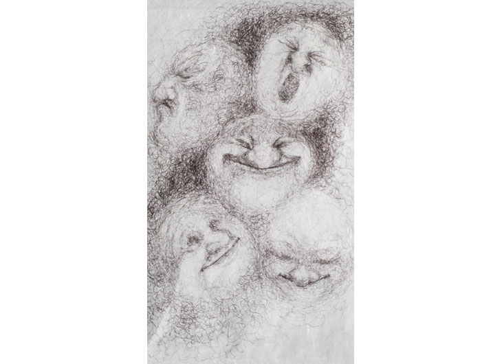 »Cloudfaces«, Ballpen on Japanese tissue paper, approx. 27 x 20cm