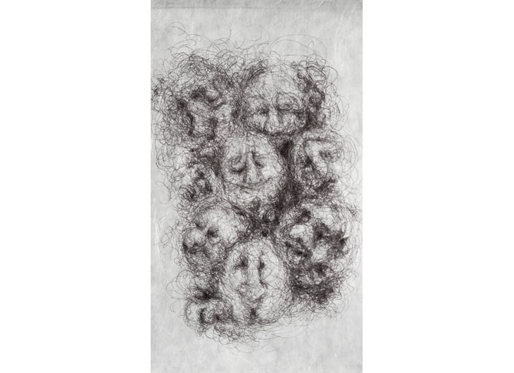 »Cloudfaces«, Ballpen on Japanese tissue paper, approx. 27 x 20cm, 2013