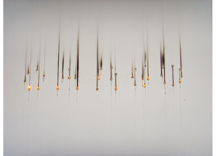 »Cargo«, marks by candles on wall and ground, variable size, 2009