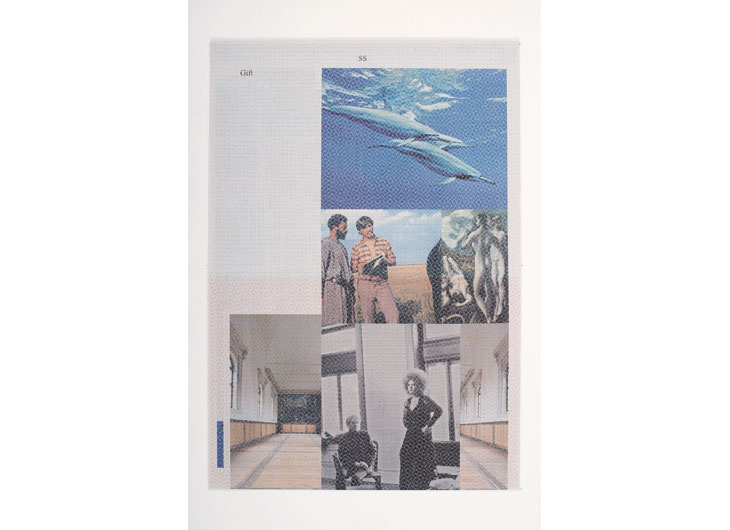 »SS Gift«, Zeitungspapier Collage, ganzseitig vernäht, 57 x 40 cm, 2012